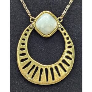 American Eagle Outfitters Egyptian Style Necklace, Gold-Tone, White Moonstone